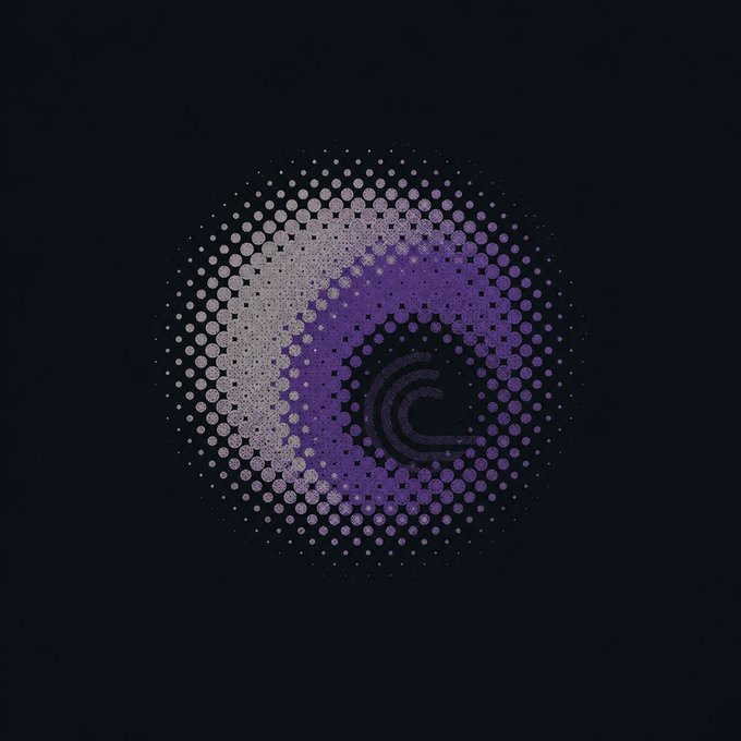 A purple circular halftone design with a crescent moon-like shape and spiral center decorates the dark background, visually evoking the staking yield figure of 6.44% mentioned for BTT holders on BTTC.