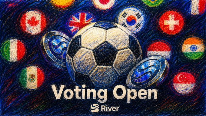 The image features a soccer ball surrounded by various flags from different countries, including the United States of America, Canada, and South Africa. The text "Voting Open" is written above the soccer ball, indicating that there's an upcoming vote or poll related to soccer.