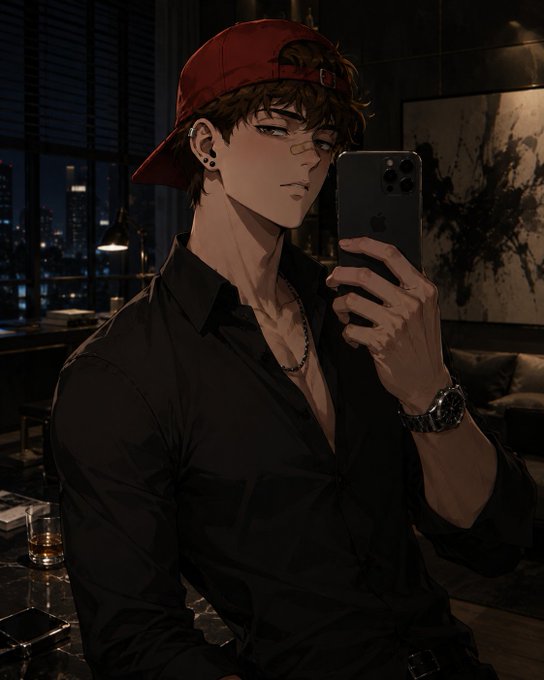 The image features a young man wearing glasses, a black shirt, and a red baseball cap taking a selfie with his iPhone camera. The background shows a living room setting with a couch and a chair. There are also several cups scattered around the scene, suggesting that this might be a casual gathering or a social event where people have been enjoying drinks together.

The post seems to be about an account named "gm frens of chef" which is linked to a person's Instagram account. The account has been receiving a lot of attention and followers, with many people liking and sharing the posts from this account. However, there are also some negative comments or questions directed towards the account, indicating that not everyone appreciates the content being shared by the account owner.
