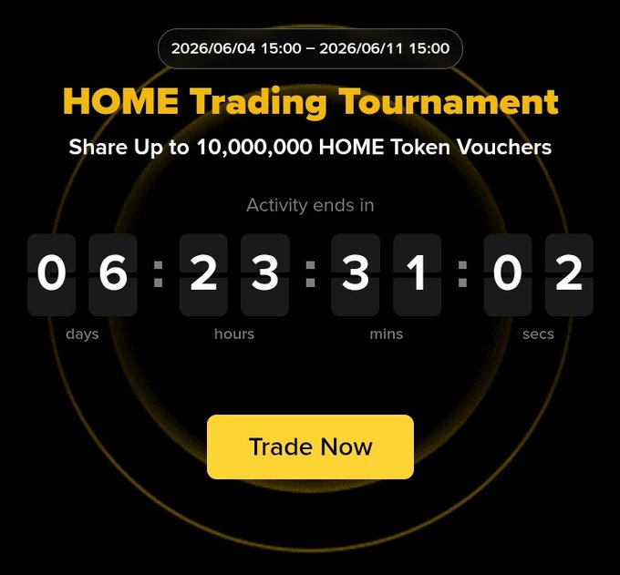 The image shows a clock with gold numbers, set against a black background. The time displayed on the clock reads "06:22". In front of the clock, there's an advertisement for a trading event or tournament where participants are invited to share up to 10,000 tokens and will be rewarded with 2 tokens each if they react quickly enough to complete the trading activity in under five minutes. The event is scheduled for Saturday, May 15th at 16:00 (16:00).