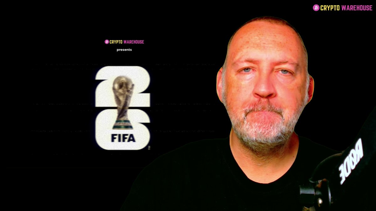 The image features a man with a beard wearing a black shirt, standing against a black background. The man appears to be talking into a microphone or radio, possibly discussing the importance of owning the house for the World Cup. In the image, there is also an advertisement for the FIFA World Cup in the form of a trophy and a logo.