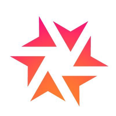 A geometric logo composed of six pink and orange shapes arranged in a circular, pinwheel pattern on a white background.