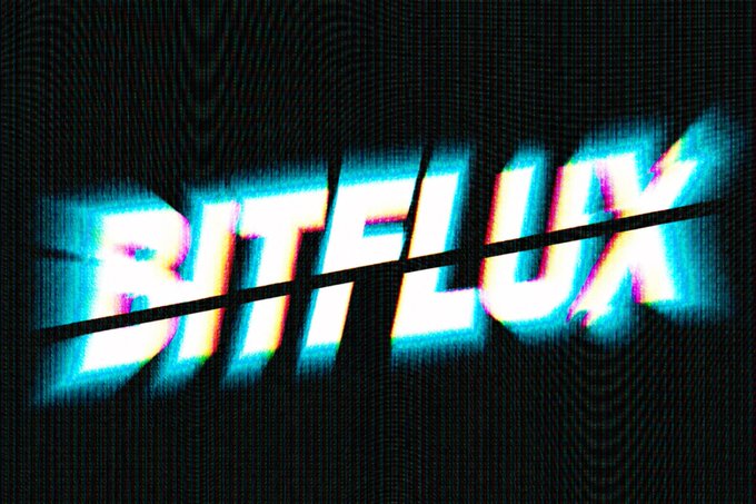 The image features a black background with white text that reads "BITFLUX". The text appears to be slightly blurry or faded, giving it an artistic or vintage feel. The main focus of the image seems to be on the word "BITFLUX" itself rather than any other elements in the scene.