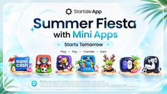 An advertisement for the Startale App features a 'Summer Fiesta with Mini Apps' promotion, highlighting 'Play, Thrive, and Earn' with various game icons displayed below.