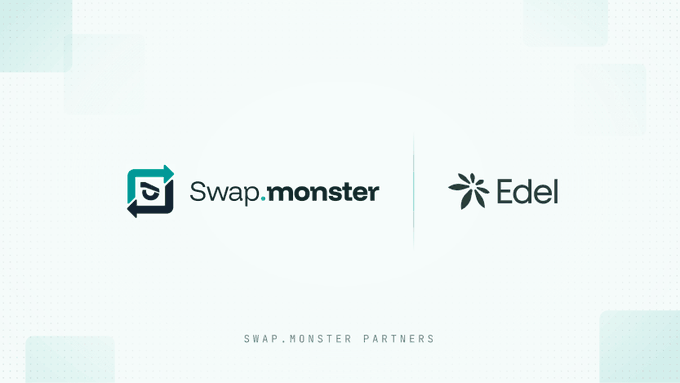 A logo slide showing partnership between Swap.monster and Edel, with the text 'SWAP.MONSTER PARTNERS' at the bottom.
