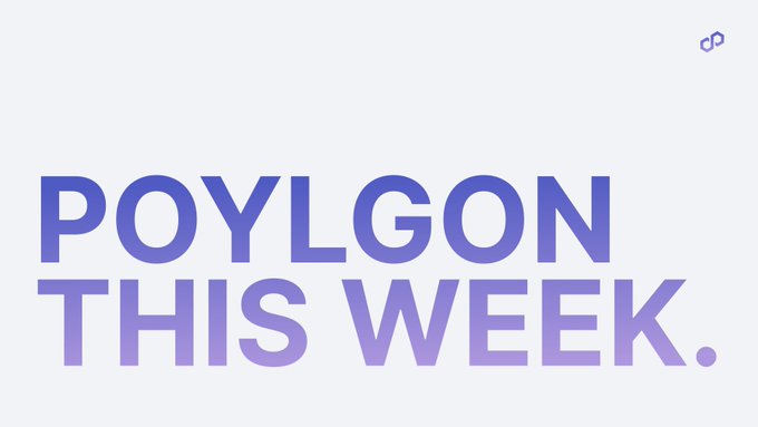 A stylized graphic featuring the bold text "POLYGON THIS WEEK." in blue and purple gradient lettering on a light gray background, with a small Polygon logo in the upper right corner, serving as a header for the recap of key Polygon network milestones and metrics.