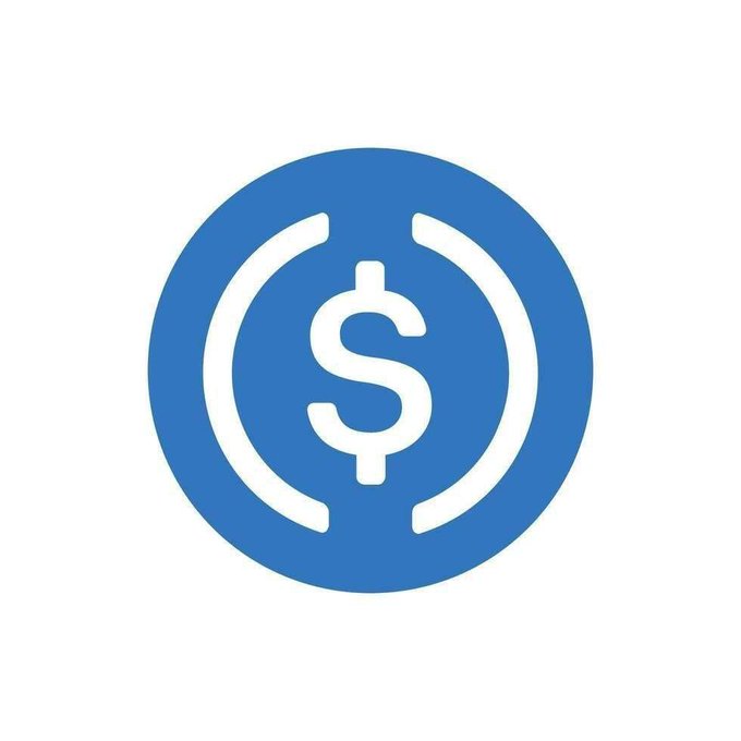 A blue circular icon with a white dollar sign inside parentheses, representing the USDC stablecoin cryptocurrency.