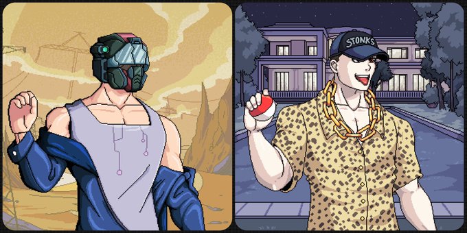 The image features two cartoon characters, one wearing a helmet with a face mask and the other wearing a hat with a gold chain. The character on the left has their arms raised while the one on the right has their hands at their sides. They are standing in front of a house, which is also shown in the background. 

The post announces an upcoming raffle for a chance to win a mint and provides details about the entry rules and requirements. The characters seem to be participating in this event as they pose together with their prizes.