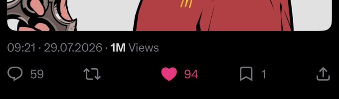 A social media post shows "1M Views" with 59 comments, 94 likes, and 1 bookmark, likely displaying the inflated engagement metrics the user describes as being artificially botted onto Polymarket Sports affiliates' accounts.