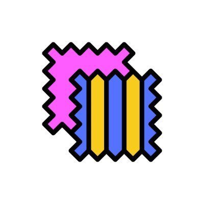 A stylized graphic logo composed of interlocking zigzag shapes in magenta, yellow, and blue against a white background.