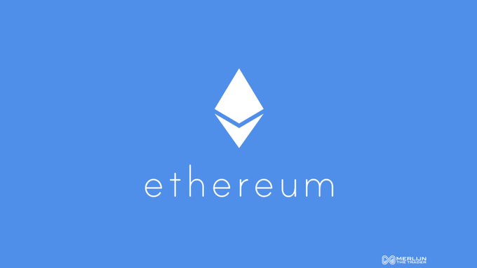 Etherium logo, a white triangle with a blue border and the word "etherium" written below it, is displayed against a light blue background.
