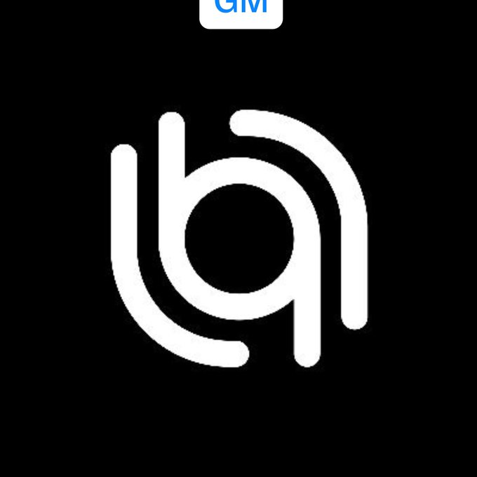 A minimalist black logo featuring a white stylized 'ba' or interconnected looped letter design, with a partial 'GM' tag visible at the top.