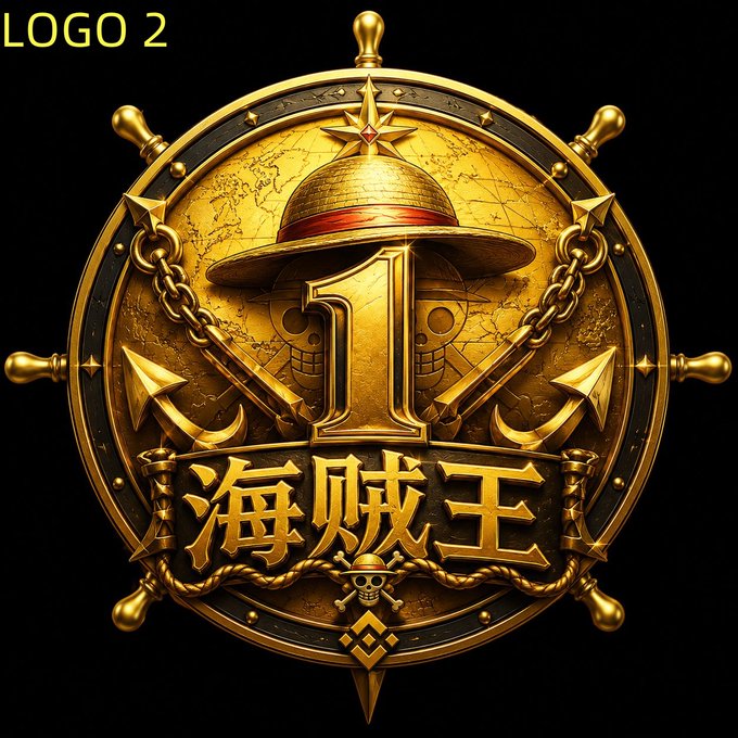 An ornate gold logo featuring a pirate hat, chains, and skull motifs, with the number '1' and Chinese characters '海贼王' (meaning Pirate King), labeled 'LOGO 2' in the top left corner.