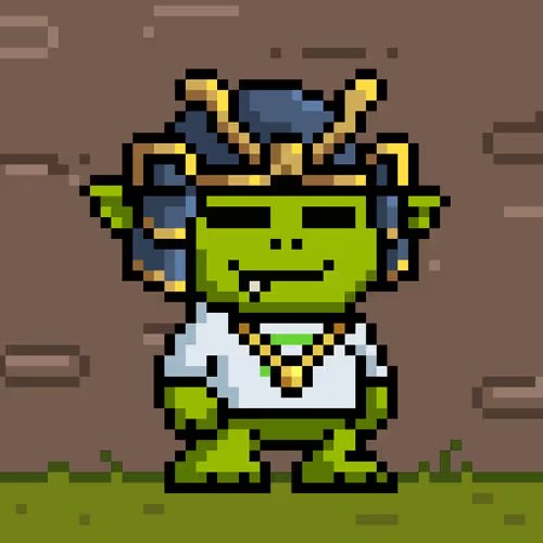 A pixel art goblin-like character with green skin, dark dreadlocks, pointy ears, and a white shirt stands against a brown background, embodying the "Grem" mascot of the GremilinCartel referenced in the post. The image visually reinforces the tweet's message about the growing crypto "cartel," with this green gremlin character representing the community's blue-chip symbol alongside $ETH's Apes and $HYPE's Hypurrs.