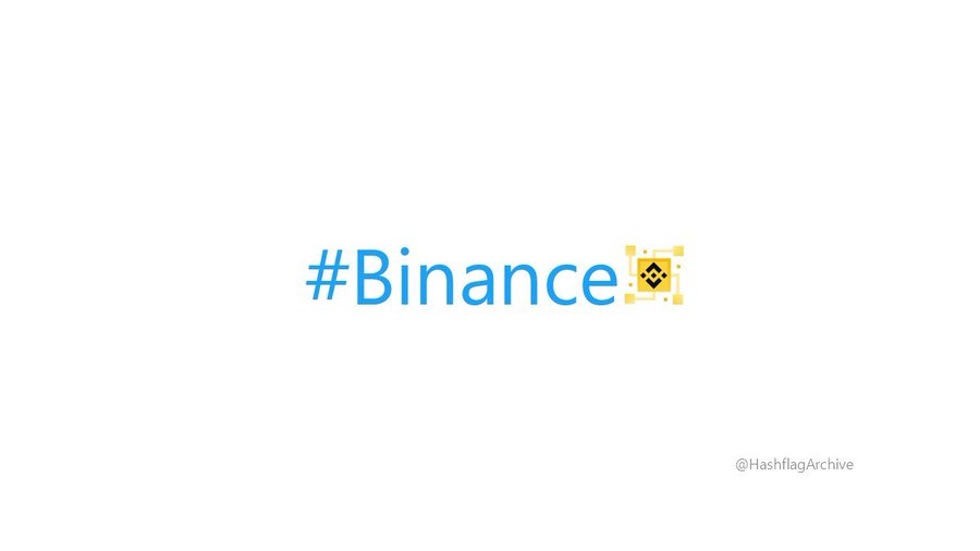 A white background displaying the text "#Binance" in blue with the Binance logo, and "@HashflagArchive" in the corner.