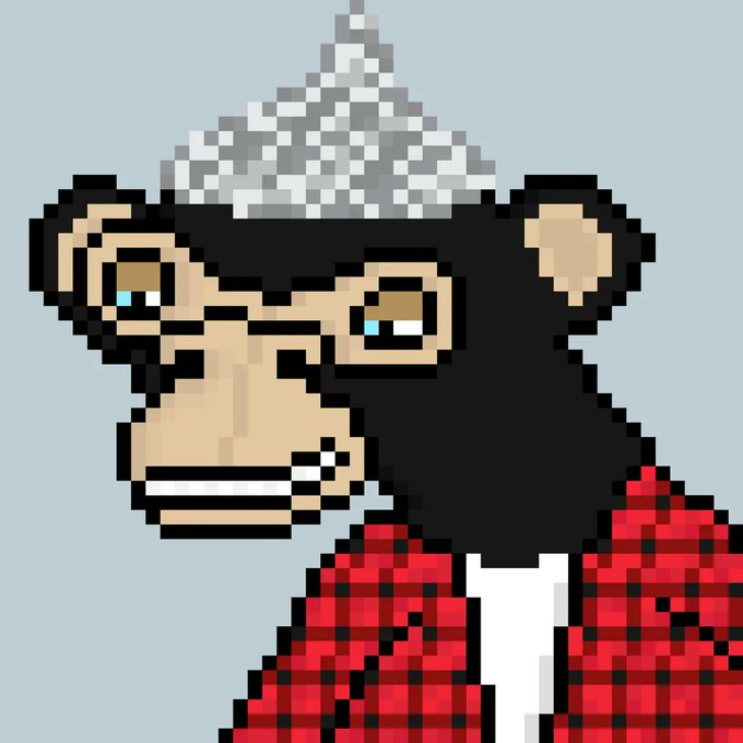 A pixel art portrait of a sad-looking black cow wearing a red plaid shirt, a white undershirt, and a tinfoil hat, with a single visible tooth.