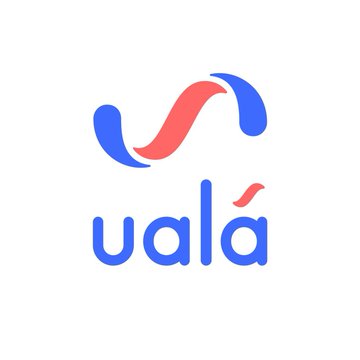 The image displays the Ualá logo, featuring a stylized blue and pink/red wave-like emblem above the company's name in blue lowercase letters. The logo relates to the post by representing the Argentine neobank that received a $20 million investment from Tether as part of its Latin American expansion.