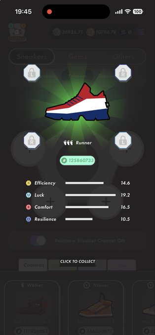 The image shows a black phone screen displaying an app icon for Nike shoes, with four different shoe designs available. The app has a rating system that allows users to rate their favorite design or provide feedback about the quality of the shoes. The user interface is simple and straightforward, making it easy for people to navigate through the options and make selections based on their preferences.