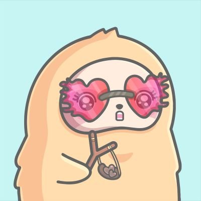 A cute cartoon illustration of a small character in a fluffy yellow hooded outfit wearing oversized pink heart-shaped sunglasses and holding a small bag.