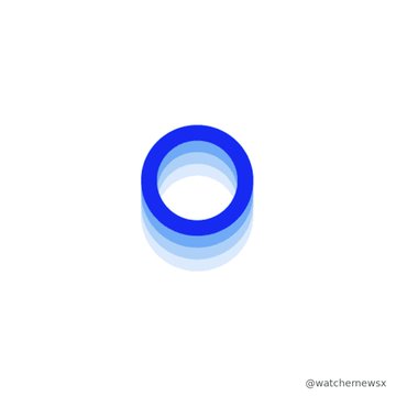 A minimalist 3D blue ring logo on a white background, credited to @watchmewsx.
