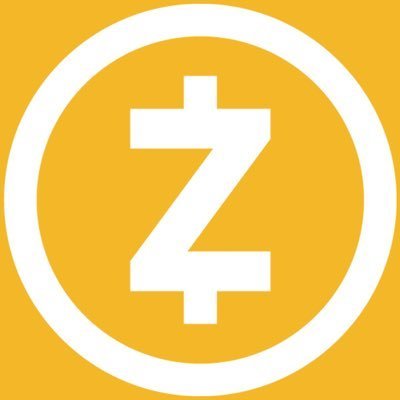 A graphic showing the Zcash cryptocurrency logo, featuring a white stylized 'Z' with horizontal crossbars inside a white circle on a yellow-orange background.