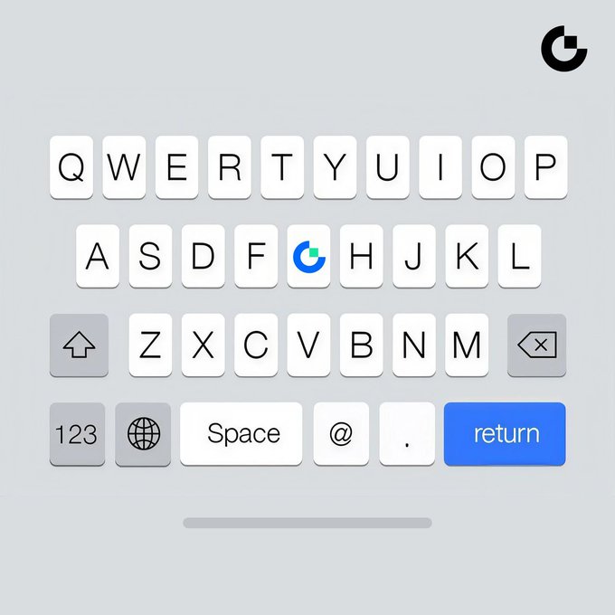 A digital keyboard displays the QWERTY layout with the letter "G" key replaced by the Google "G" logo, while a small Google icon sits in the top right corner—visually playing on the wordplay that not every "G" stands for "Gate."