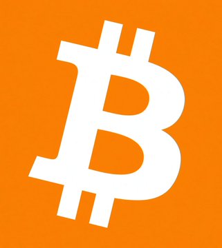 The image displays the Bitcoin logo—a stylized white "₿" symbol on an orange background—visually representing the cryptocurrency referenced in the post about Bitcoin's upcoming halving event.