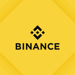 The image displays the Binance logo, featuring its distinctive diamond-shaped icon design, centered on a yellow square background with the company name "BINANCE" in bold black text below the symbol. The image directly relates to the post as it represents Binance, the cryptocurrency exchange preparing to apply for an FCA license to relaunch operations in the UK.