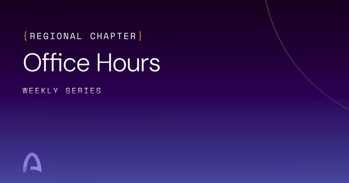 A purple gradient title slide reading '{REGIONAL CHAPTER} Office Hours WEEKLY SERIES' with an Ava Labs logo in the bottom left.
