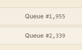 A simple list showing two queue counts: 'Queue #1, 955' and 'Queue #2, 339'.