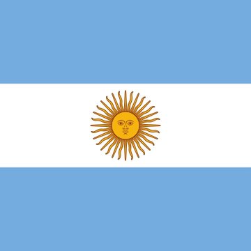 The image shows the flag of Argentina, with its characteristic light blue and white horizontal stripes and the golden Sun of May in the center. The flag represents Argentina, the country where a judge has ordered the freezing of 25 cryptocurrency wallets linked to the $LIBRA investigation, with major exchanges like Binance, Bybit, and OKX being required to provide KYC data and transaction records.