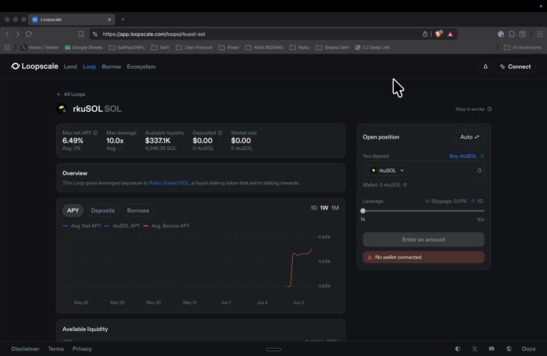 The image shows a screenshot of a computer monitor displaying information about loopScale and their yield trading system. The screen has a black background with different sections containing text, icons, or graphs related to the trading platform's features and strategies. A keyboard is visible underneath the screen on the right side. The main focus of this screenshot is a table that provides data and analysis for a specific strategy being used by loopScale, possibly showcasing various yield indicators like Bollinger Bands, RSI, MACD, and so on. This information can help users understand how to make more informed decisions when trading in the loopScale marketplace.