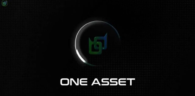 The image displays the "ONE ASSET" logo with a circular emblem on a dark background. The accompanying post discusses BeldexCoin's approach to privacy in Web3, highlighting BChat, suggesting the image represents a featured crypto asset—likely Beldex—being spotlighted by One Asset.