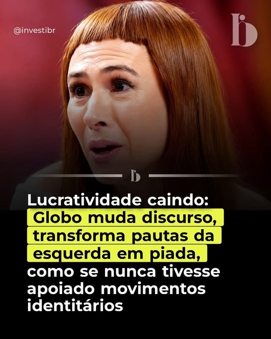 The image features a woman with long brown hair, who appears to be talking or giving a speech. She has a serious expression on her face as she speaks. The background of the image is red, which contrasts with the white text that reads "Lucratividade caído". This combination creates an interesting visual effect and draws attention to the woman's words.

The post also includes a list of Spanish-language vocabulary terms related to investing or finance, such as "globo muda", "transformatione pausas da escuerta em pida", and "como se nunca tivese". These terms are likely meant to be understood by those who speak Spanish. The post also includes a link to an article about investing in the Spanish language, which could provide more information on these vocabulary terms or other related topics.