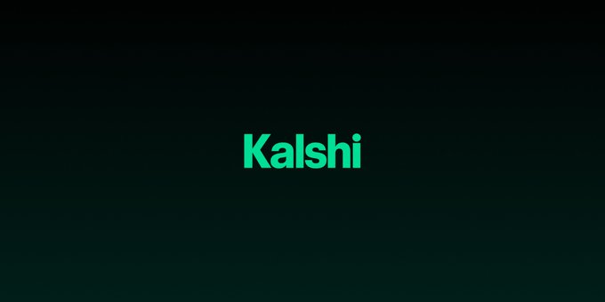 The word "Kalshi" displayed in bright green text on a dark background.