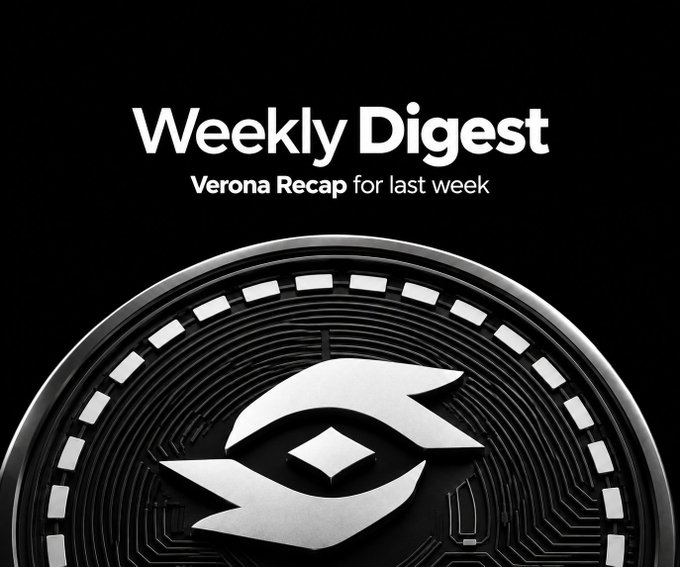 A graphic with text 'Weekly Digest' and 'Verona Recap for last week' above a circular emblem on a black background.
