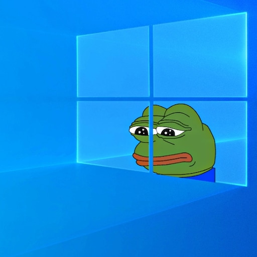 The image is a meme featuring the "Sad Pepe" or "Pepe the Frog" character with a melancholy expression, peeking through the iconic Windows 10 logo on a blue background. This visual humorously ties into the post's theme of repeatedly "missing" out on various cryptocurrency or token opportunities (PONS, CASHCAT, CATE, ANSEM, Niulai, Basecat), with Pepe's sad face perfectly capturing the feeling of someone on track to miss the next opportunity too.