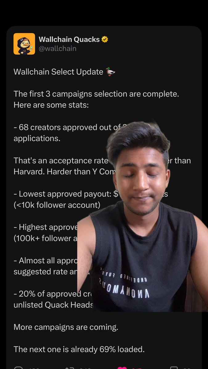 The image shows a man's face with a caption that reads "How CT felt after seeing the wallchain select update..." The caption also mentions that Wallchain Select Update has been accepted by CT, which means that the update has been approved for use on their platform.