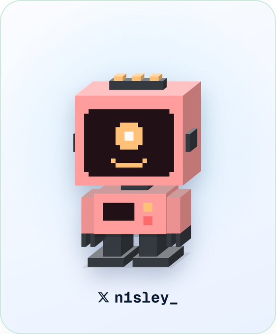 A pixel-art style pink robot character displayed on a white background with the username 'X n1sley_' below it.