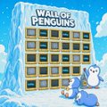 A 'WALL OF PENGUINS' graphic showing a grid of empty slots on an ice block with two cartoon penguins beside it.