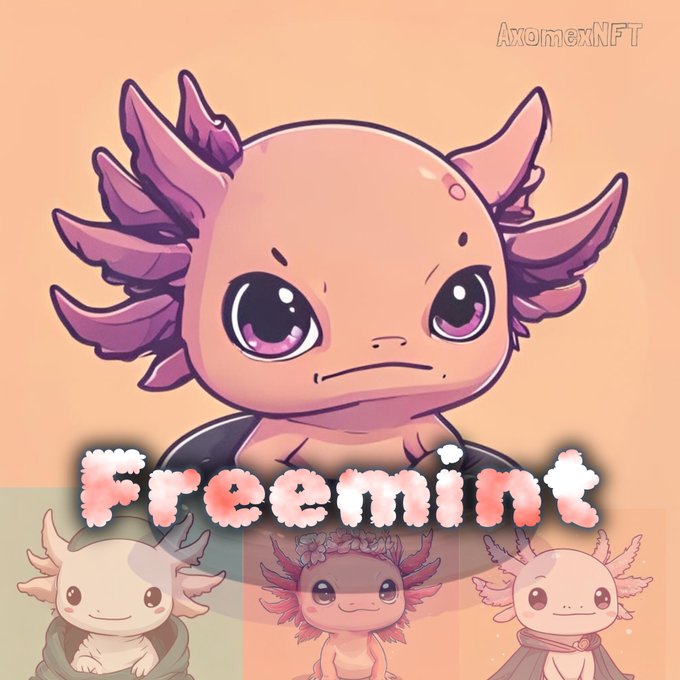 The image features a cartoon illustration of an adorable pink-faced alien with big eyes, giving it a friendly appearance. The background of the image is orange, which contrasts nicely with the pink face of the alien. Below the cartoon illustration, there's text that reads "Freemint on Ethereum You are early Spread the Word Drop your wallet". This message seems to be related to the cartoon or an advertisement for a product or service involving cryptocurrency.