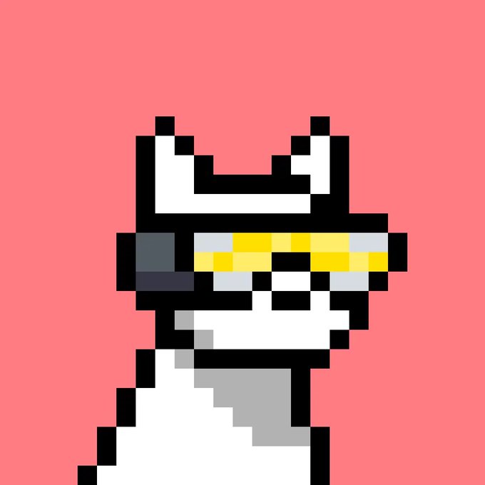 Pixel art of the pop culture character 'pompompurin' (a dog pudding) against a solid pink background.