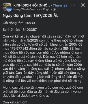 A Vietnamese Facebook post titled 'Ngày động tâm: 15/7/2026 ẤL' from 'KINH DỊCH HỘI (NHỎ...)' with the current time listed as 14h30.