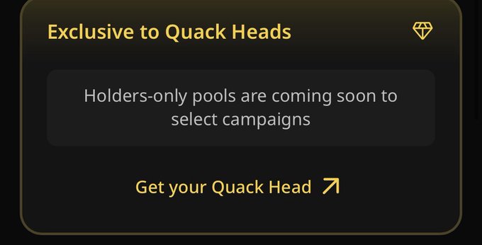 The image shows a screenshot of an email or webpage from wallchain, which has text that talks about exclusive access for certain users to Quack Heads pools for high value rewards. The user's name might not be visible, but it indicates that these pools are only available for premium members with the necessary authorization and funds. These pools will select campaigns, so if a user is interested in using them, they would have to prove their worthiness or join an exclusive program before being able to access the pools of Quack Heads.