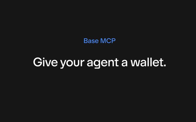 The image features a black background with white text that reads "Base MCP Give your agent a wallet." This message seems to be related to an advertisement or promotional material for a service, as indicated by the use of the phrase "base MCP" in the title. The overall layout and design of the post suggest it is meant to catch the viewer's attention and encourage them to take action, such as giving their agent a wallet.