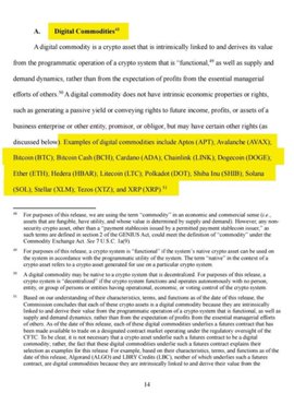 A page of academic text defining 'Digital Commodities' as crypto system assets, with a highlighted section about Cardano (ADA), Polkadot (DOT), Shiba Inu (SHIB), Solana (SOL), Stellar (XLM), Terra (LUNA), and XRP (XRP).