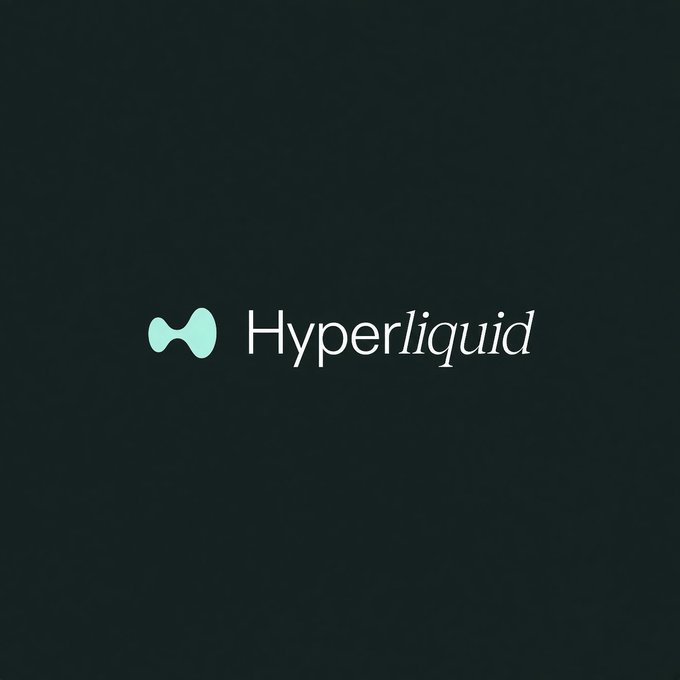 The image displays the Hyperliquid logo featuring a teal hourglass-like icon alongside the wordmark in white text against a dark background, representing the decentralized exchange platform whose open interest recently surged to an all-time high of $18 billion.
