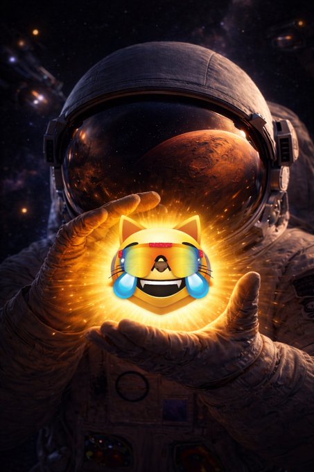 The image features an astronaut wearing a spacesuit, holding up a yellow cat with sunglasses on its face against a dark background of stars and planets. The caption below the photo reads "Something big is brewing on MOG", which could be interpreted as a reference to the recent explosion or event that occurred in outer space. 

The image seems to be related to a post about an incident involving the astronaut, possibly discussing the explosion or its impact on their mission.