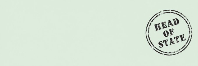 A circular stamp graphic reading "HEAD OF STATE" on a pale green background, which appears to serve as branding for the @Headoffstate mint mentioned in the giveaway post.