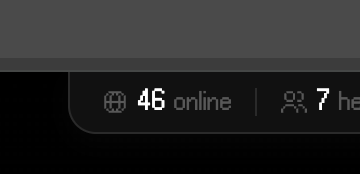 A close-up view of a digital interface displaying '46 online' and '7' alongside stylized icons on a dark background.